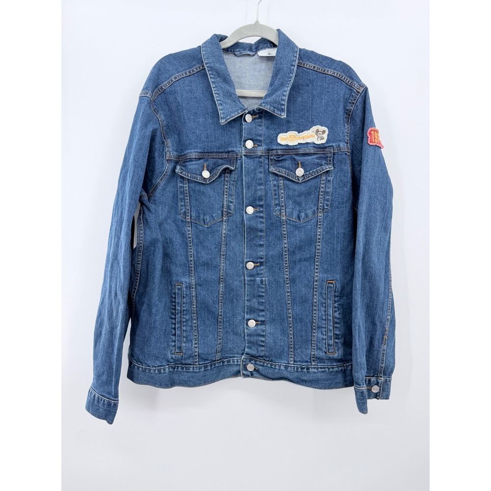 Disney Parks Denim Jacket Men XL Blue Mickey Mouse Walt Disney World Patch